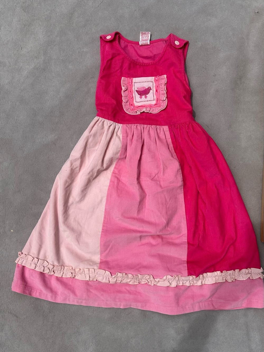 April Cornell Girls' Pink Blocked Sleeveless Dress with Bird Patch